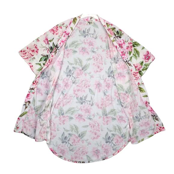 Show Me Your Mumu Kimono Robe One Size Brie Floral Rose White Pink Open Cardigan - Picture 2 of 5